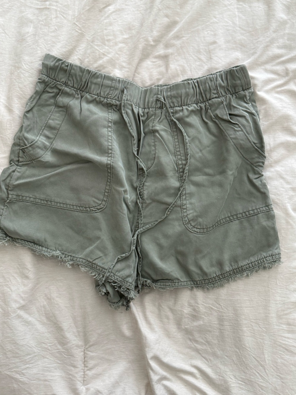 Time and Tru Sage Green High Waist Drawstring Shorts